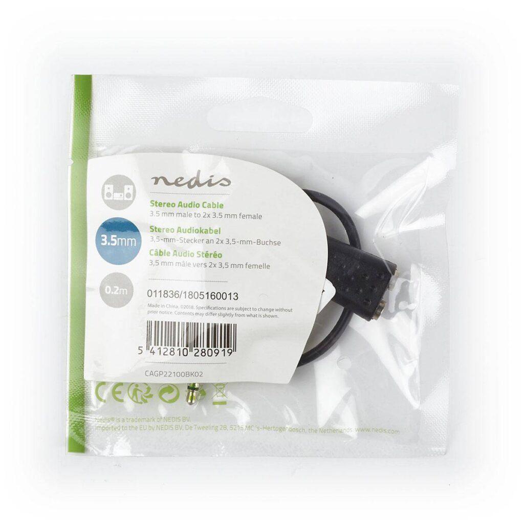cablu audio stereo jack 35 mm tata 2x 35 mm mama 02m nedis 2