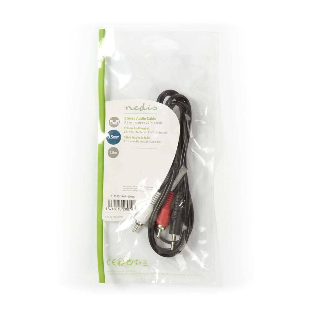 cablu audio stereo jack 35 mm tata 2x rca tata 15m nedis 2