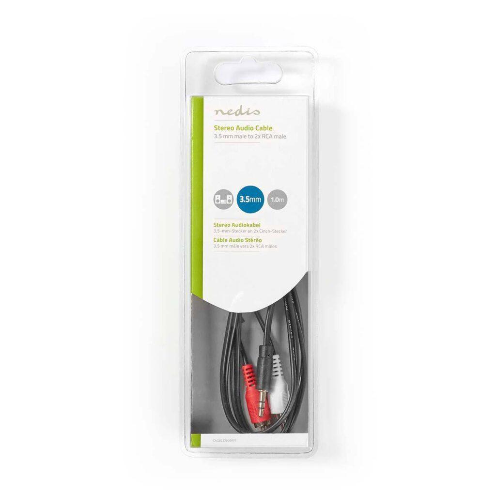 cablu audio stereo jack 35 mm tata 2x rca tata 1m nedis 2
