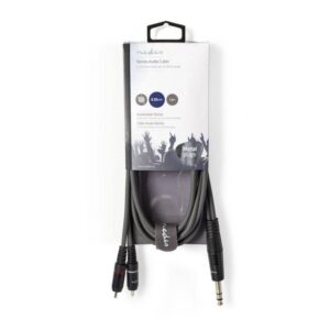 cablu audio stereo jack 635 mm tata 2x rca tata 15m gri nedis