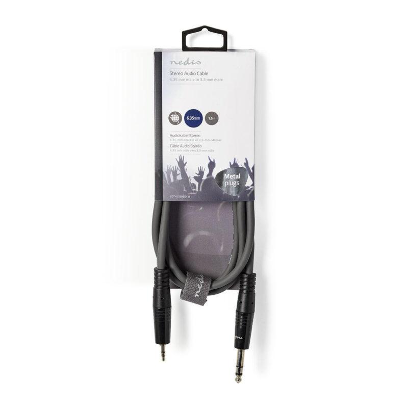cablu audio stereo jack 635 mm tata 35 mm tata 15m gri nedis 2