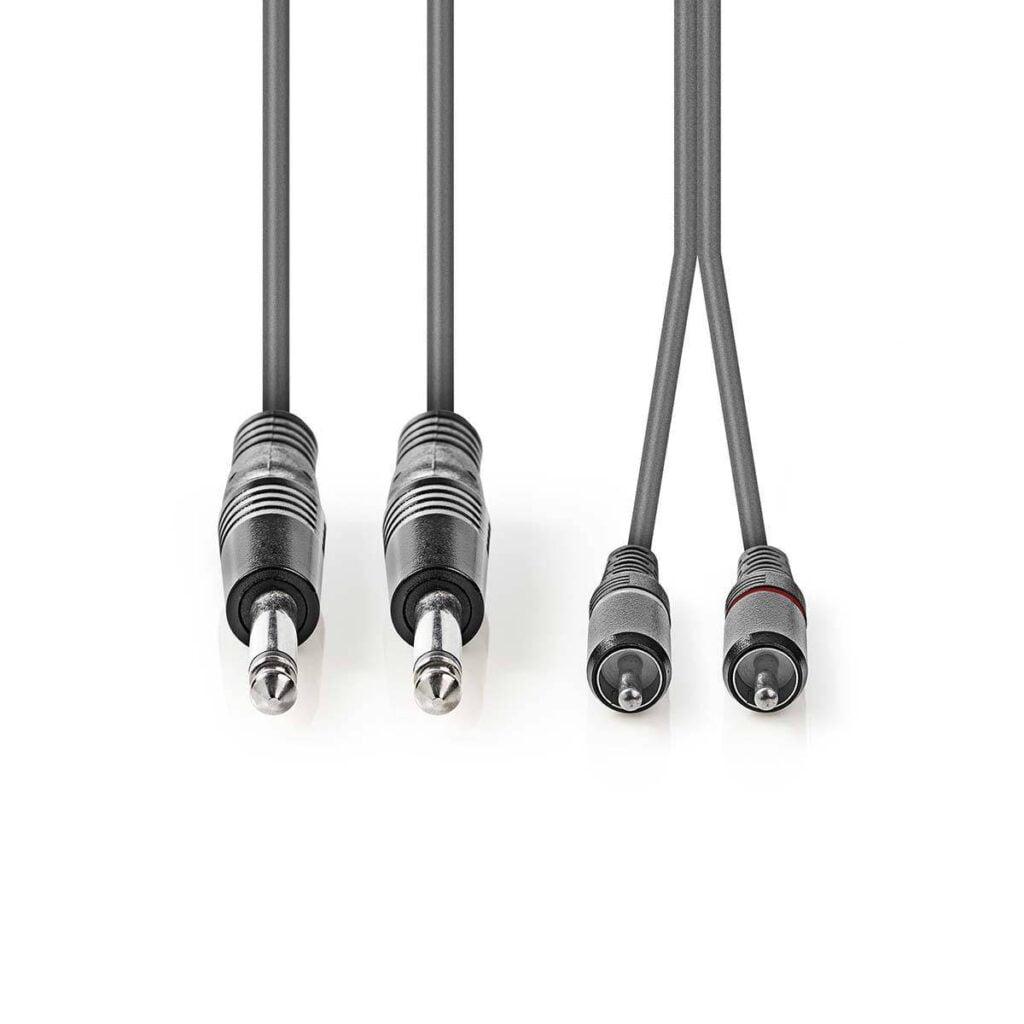 cablu audio stereo nedis jack 2x 635 mm tata 2x rca tata 3m gri 1