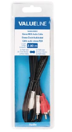 cablu audio stereo rca 2 x rca tata 2x rca tata 2m negru valueline 1