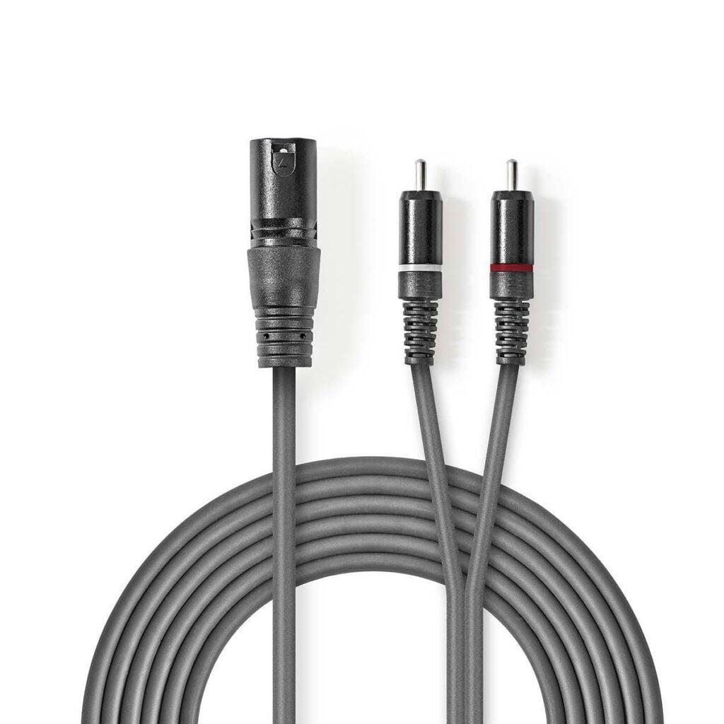 cablu audio stereo xlr 3 pin tata 2x rca tata 15m gri nedis 1