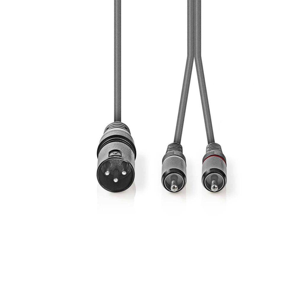 cablu audio stereo xlr 3 pin tata 2x rca tata 15m gri nedis 2