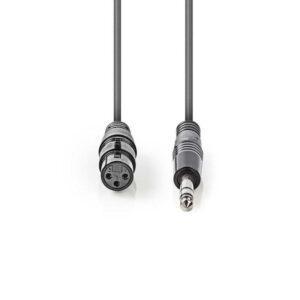 cablu audio stereo xlr 3 pini mama 635 mm jack tata 15m gri nedis 1