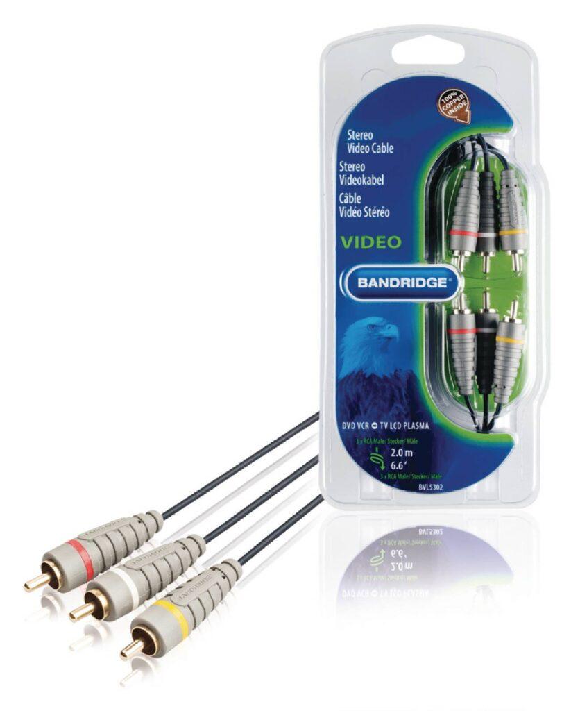 cablu audio video 3x rca tata 3x rca tata 2m albastru bandridge