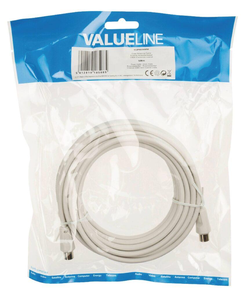cablu coaxial antena tv tata tv tata 5m alb dublu ecranat valueline 2 scaled