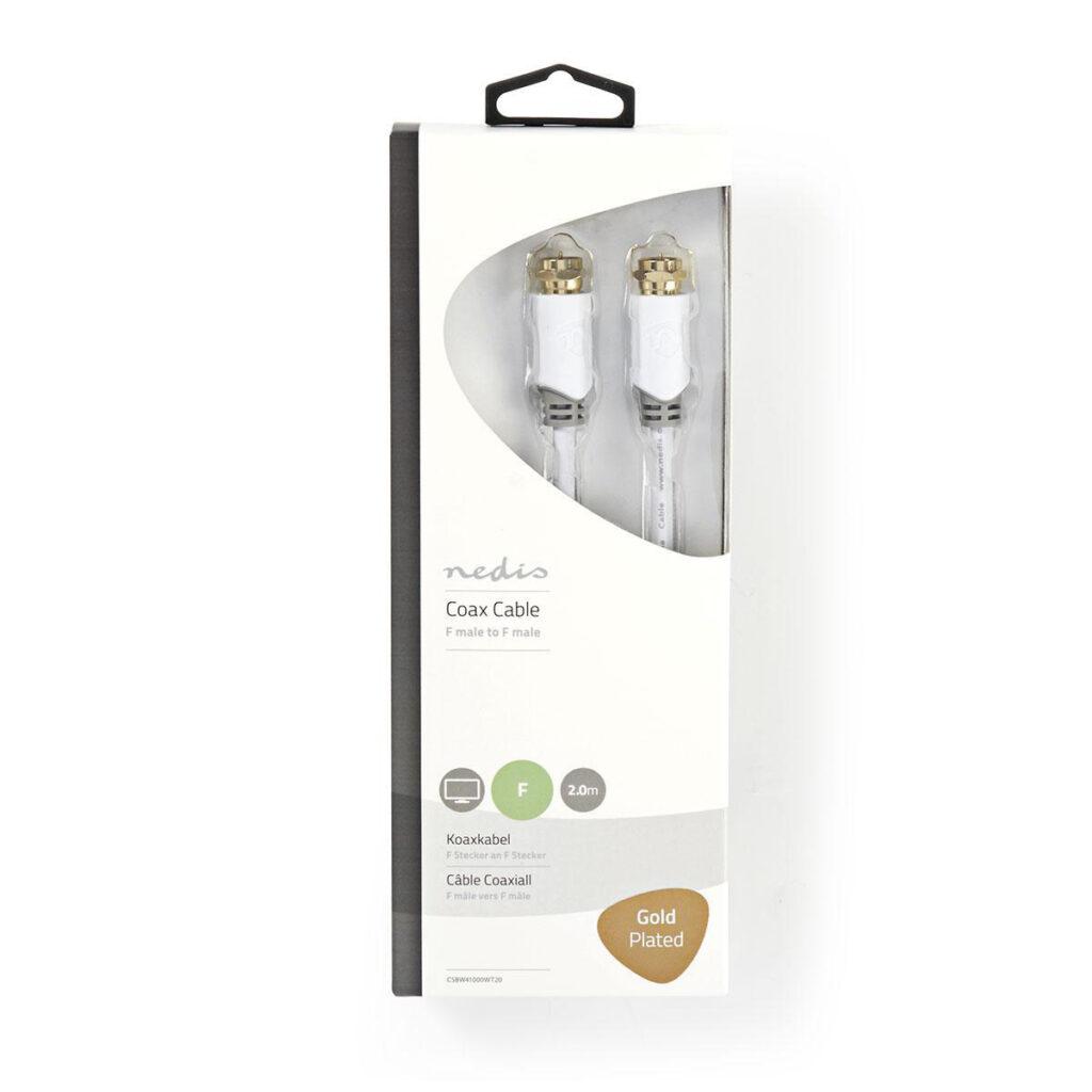 cablu coaxial nedis f tata f tata 2m alb cupru dublu izolat 2