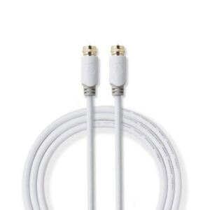 cablu coaxial nedis f tata f tata 2m alb cupru dublu izolat
