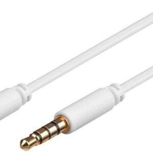 Cablu conector slim aurit Jack 4 pini 3.5 mm tata - 3.5 mm tata 1m alb cupru 4 contacte Goobay