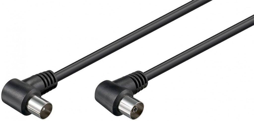 cablu conexiune antena 5m negru conector cotit goobay