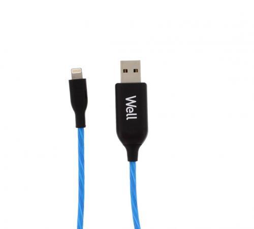 cablu date incarcare lightning 1m 24a well flux lumina albastra 1