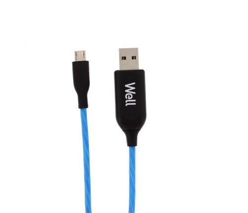 cablu date incarcare micro usb 1m 21a well flux de lumina albastra 1