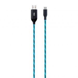 cablu date incarcare micro usb 1m 21a well flux de lumina albastra