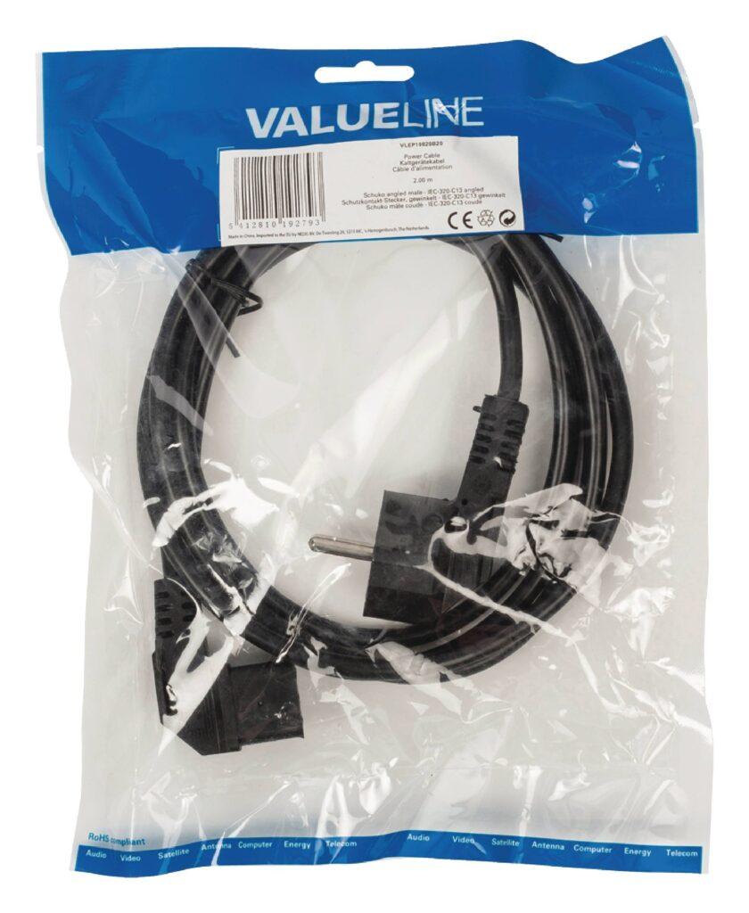 cablu de alimenatre pc 90 schuko unghi 90 grade tata iec 320 c13 unghi 90 de grade 2m 2x075mm cupru valueline 5 scaled