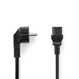 cablu de alimentare 3x15mm schuko tata cotit iec 320 c13 2m negru cupru 10a nedis