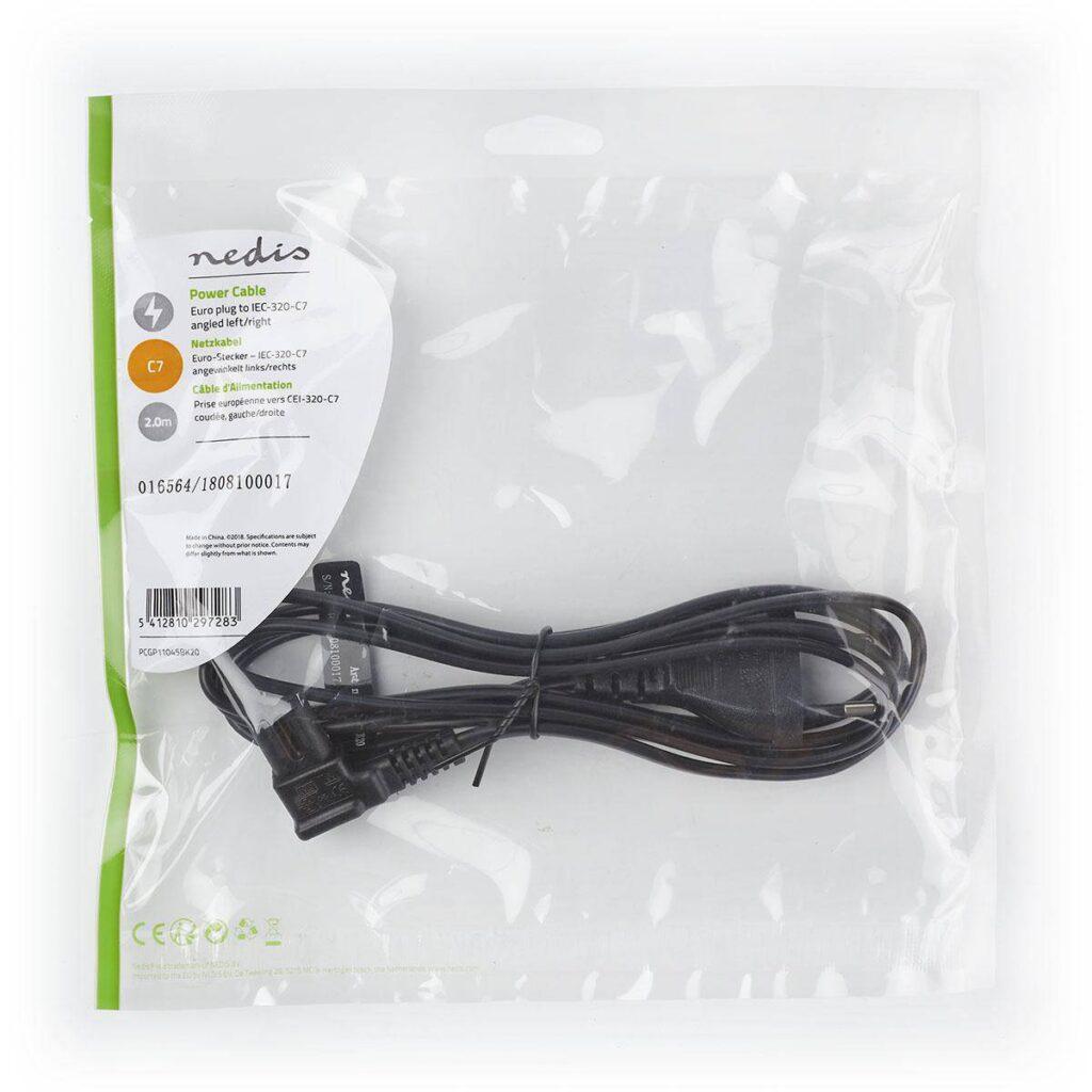 cablu de alimentare euro tata 2 pini iec 320 c7 cotit 2m nedis 2