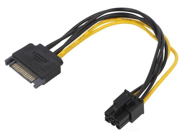 cablu de alimentare pci e 6pin mama sata tata 015m pentru placa video akyga ak ca 30
