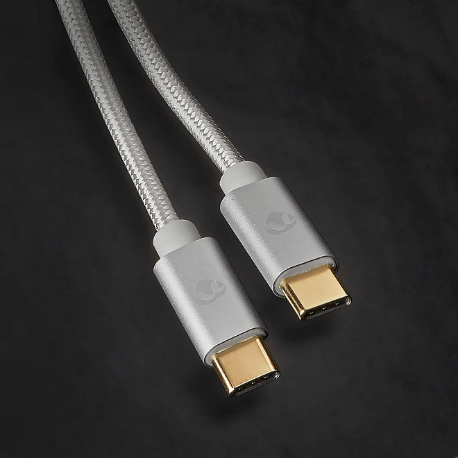 cablu de alimentare si sincronizare usb type c 20 tata tata 5a 100w aurit 2m argintiu nedis 5