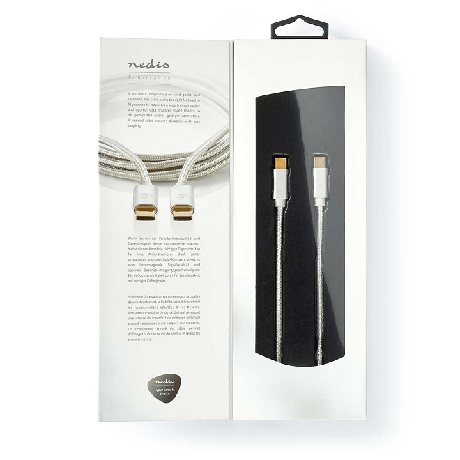 cablu de alimentare si sincronizare usb type c 20 tata tata 5a 100w aurit 2m argintiu nedis 6