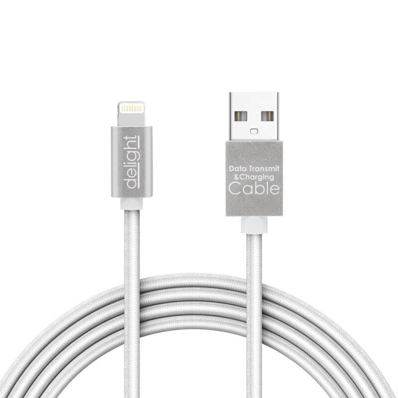 cablu de date iphone lightning 1m argintiu cu iluminare led rosu delight 1