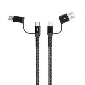 cablu de date si incarcare 4in1 1m 3a well negru