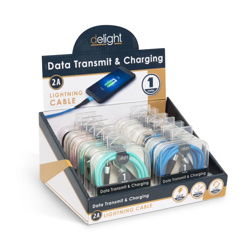 cablu de date si incarcare iphone lightning invelis siliconic 1m 2a delight 6