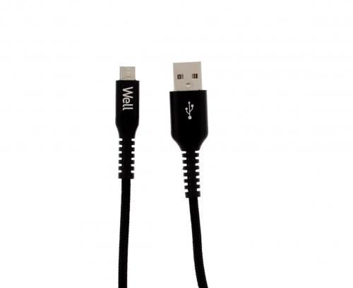 cablu de date si incarcare micro usb 21a 1m well negru 1