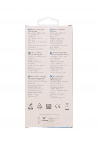 cablu de date si incarcare micro usb 21a 1m well negru 3