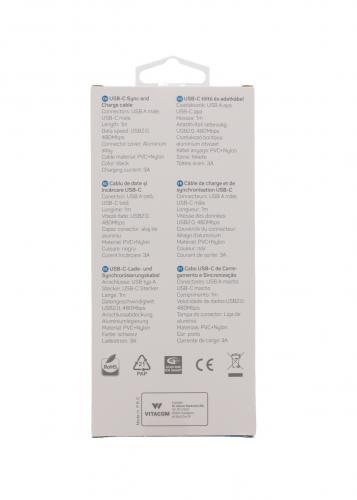 cablu de date si incarcare usb type c 1m well indicator incarcare 3a negru 3