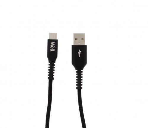 cablu de date si incarcare usb type c 3a 1m well negru 1