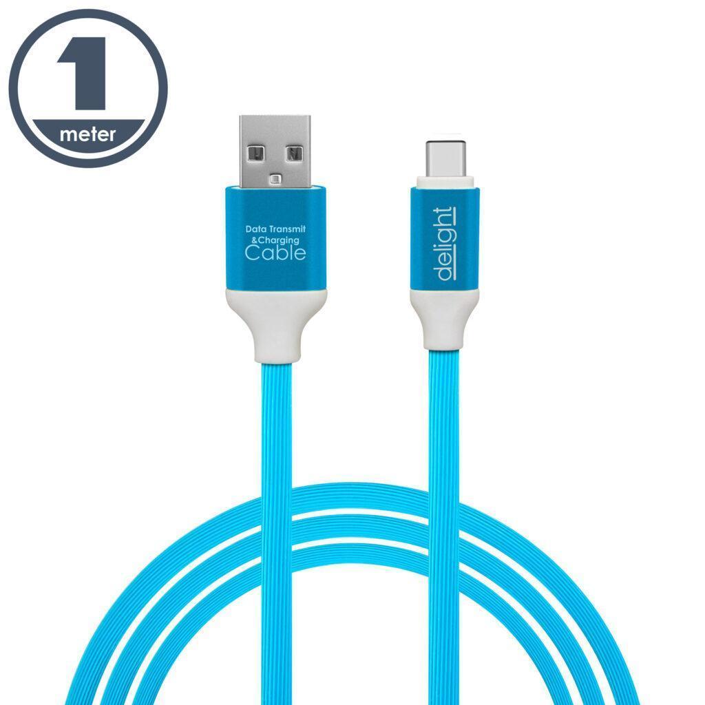 cablu de date si incarcare usb type c invelis siliconic 1m 21a delight