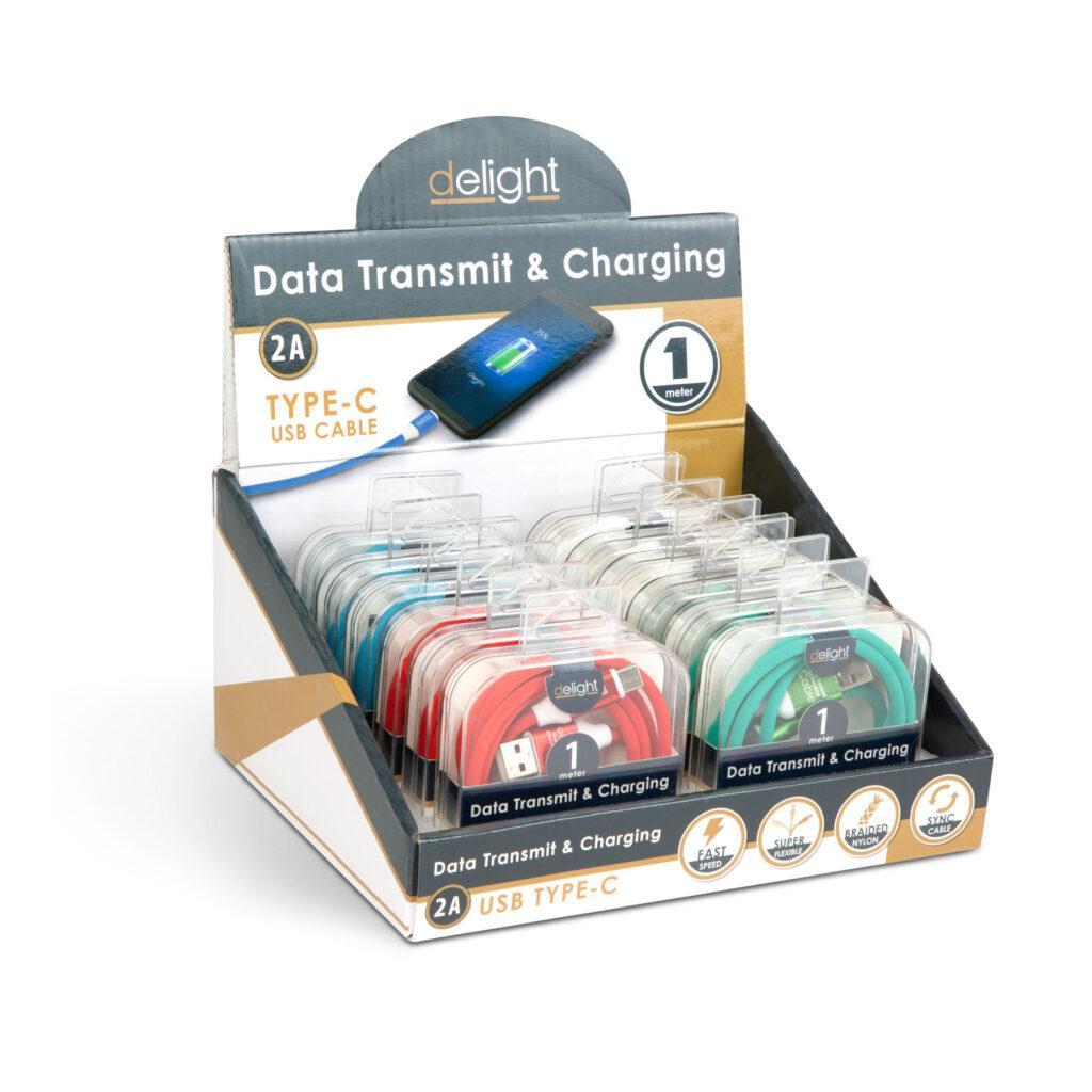 cablu de date si incarcare usb type c invelis siliconic 1m 21a delight 6