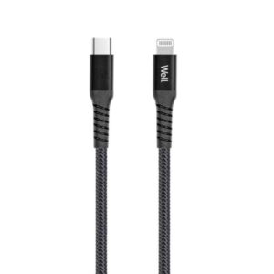 cablu de date si incarcare usc type c iphone lightning 1m pd certificat mfi negru well