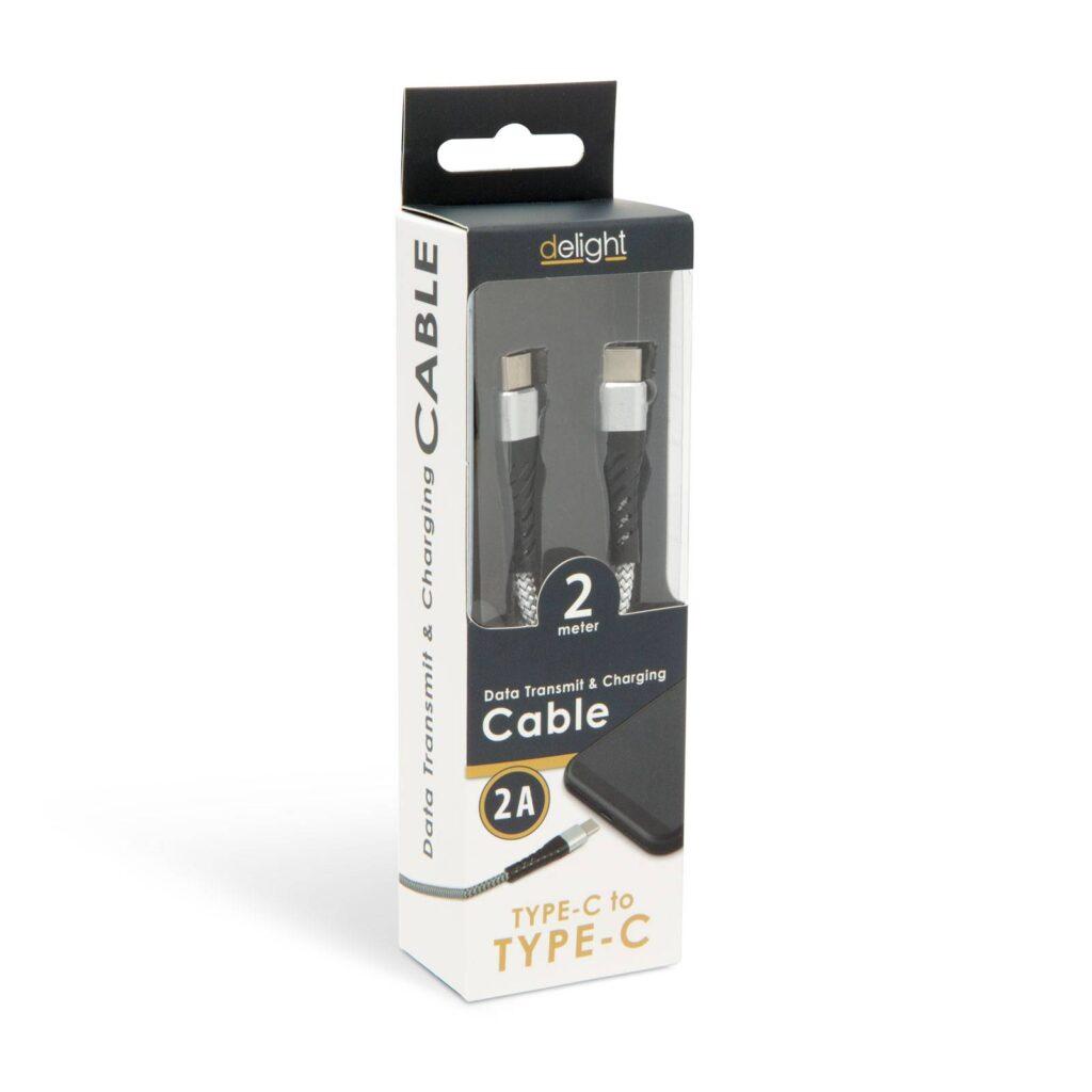 cablu de date usc type c usb type c alb 2m delight 2