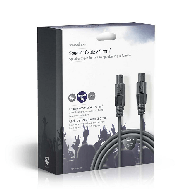 cablu difuzor 25mm speakon 2 pini mama 10m gri nedis 4