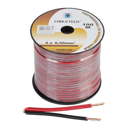 cablu difuzor cupru 2x05mm rosu negru cabletech kab0382