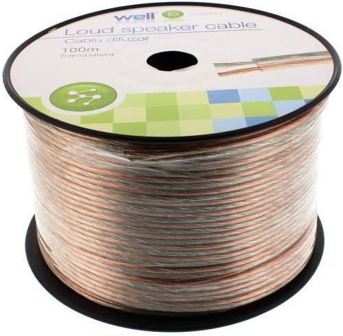 cablu difuzor transparent 2x2mm cca well lsp cca200tt 100 wl 2