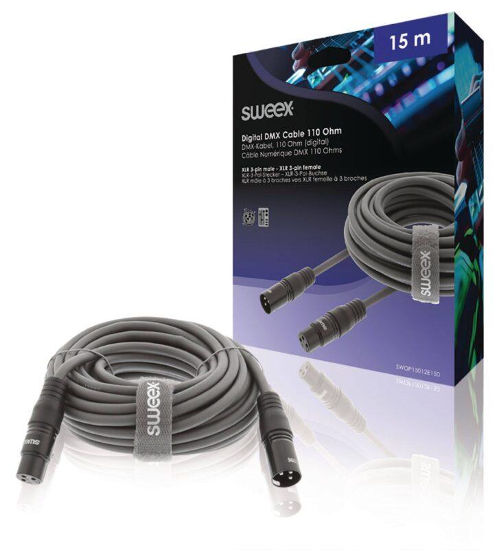 cablu digital xlr 3 pini tata xlr 3 pini mama 15m gri sweex scaled