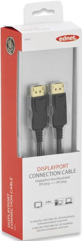 cablu displayport 12v displayport mufa din ambele parti 3m ednet 84501 3