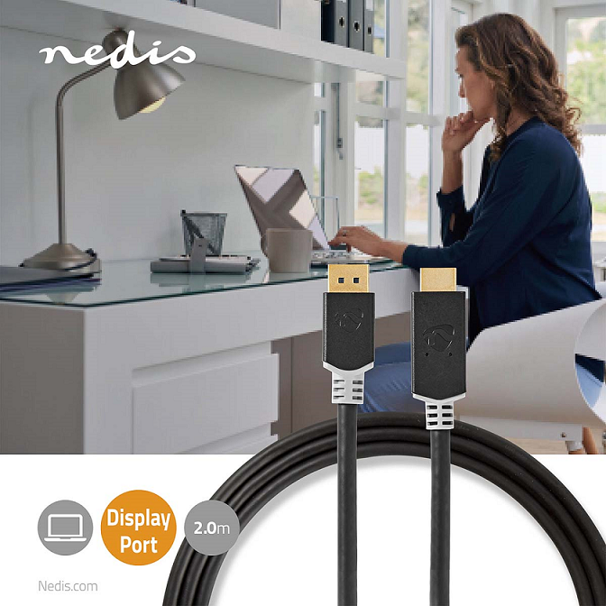 cablu displayport v14 hdmi 4k 60hz 2m aurit antracit nedis 4
