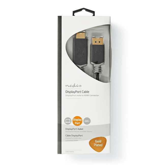cablu displayport v14 hdmi 4k 60hz 2m aurit antracit nedis