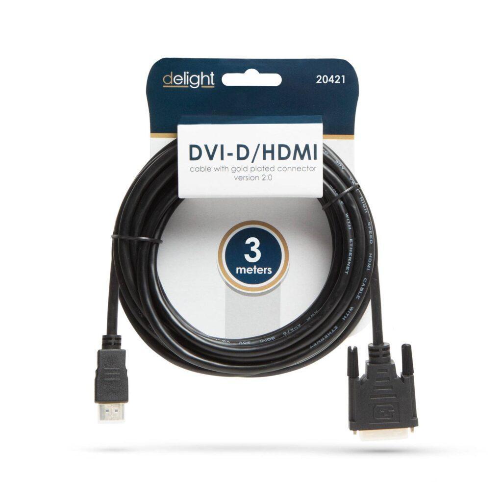 cablu dvi d 241 la hdmi 3m 102gbps 20v aurit delight 1