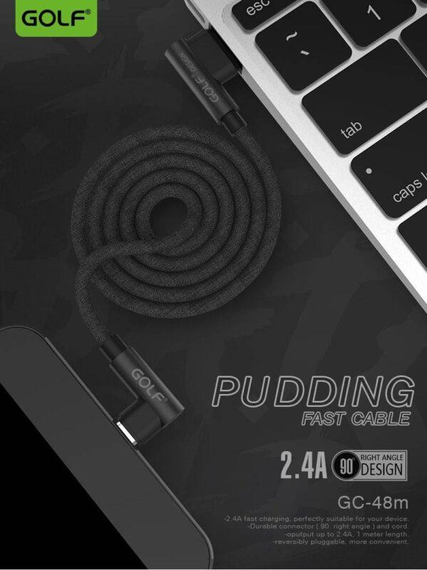 cablu golf pudding micro usb 48m 1m 24a negru 2