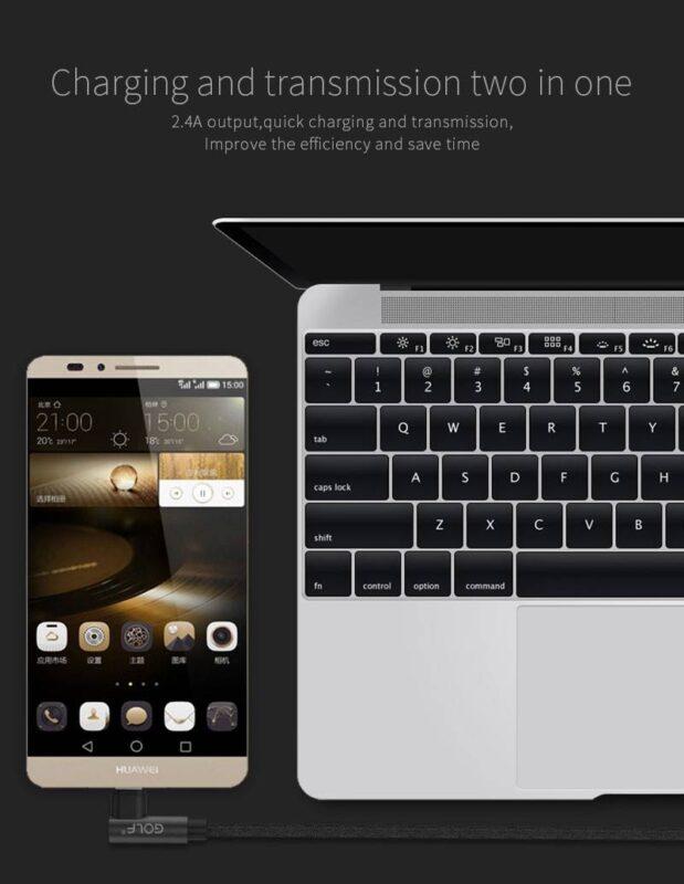 cablu golf pudding micro usb 48m 1m 24a negru 8