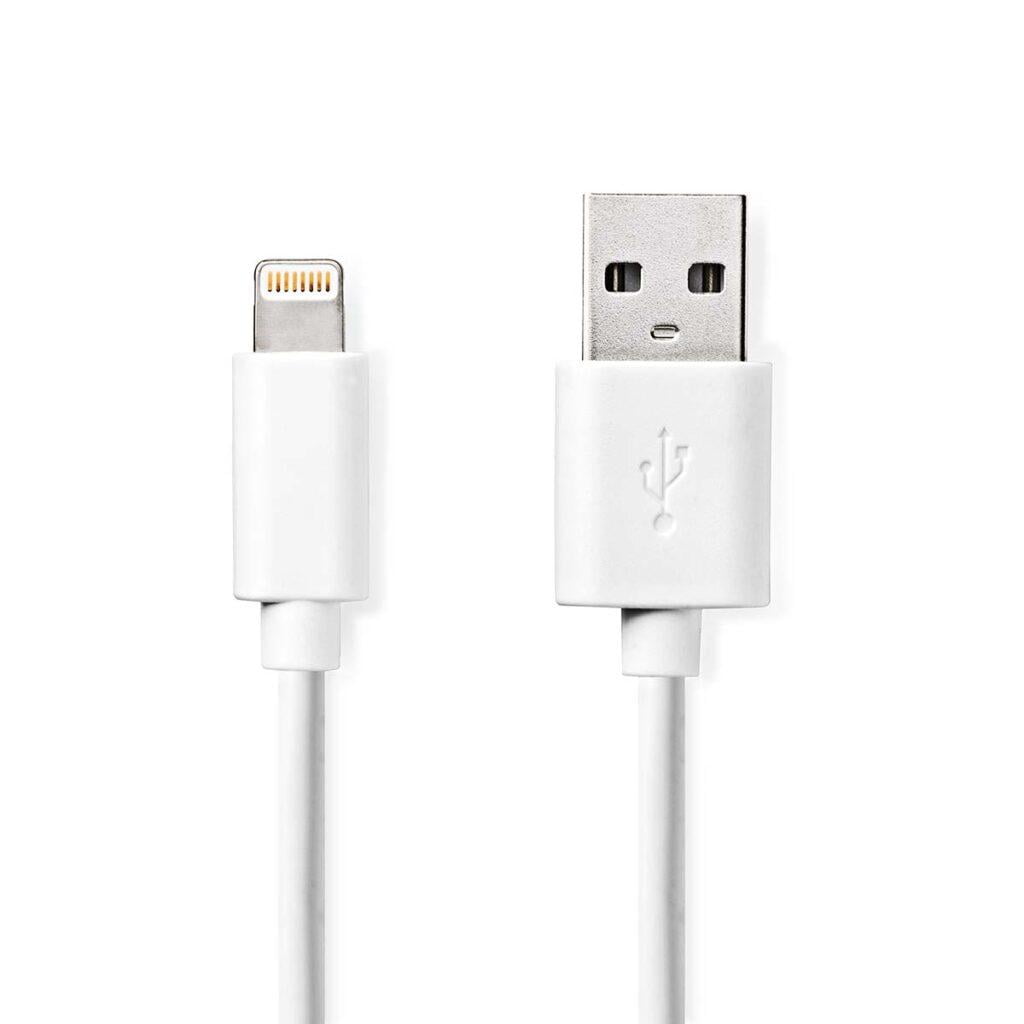 cablu incarcator date apple lightning 8 pini usb a tata 1m 24a alb nedis
