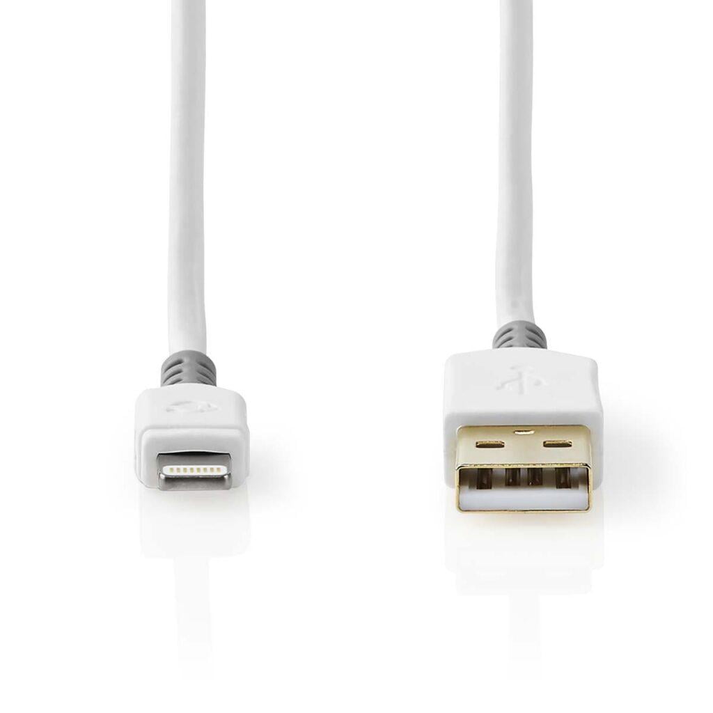 cablu incarcator date apple lightning 8 pini usb a tata aurit 2m 24a alb nedis 1