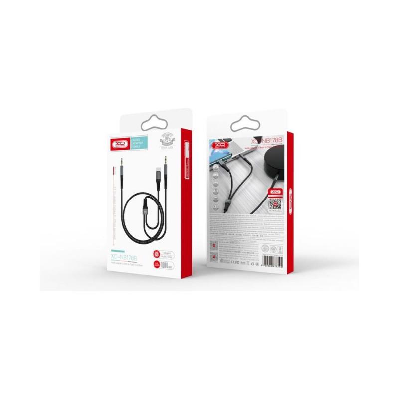 cablu jack 35 mm usb type c jack 35 mm 1m negru xo nb178b 1