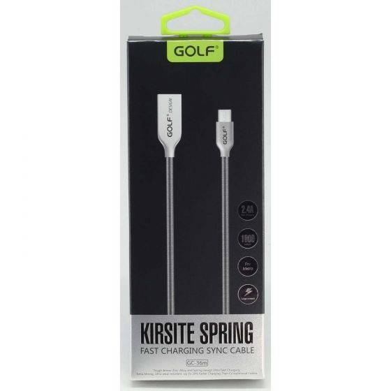 cablu kirsite micro usb golf 36m argintiu 1m 24a fast charging 8
